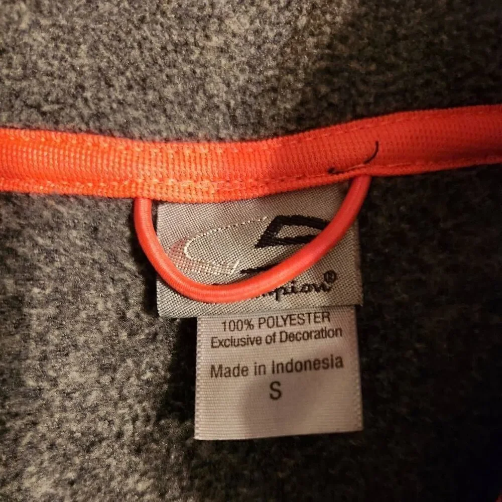 H20 Champion gray  zip-up fleece athletic activewear jacket w orange zipper